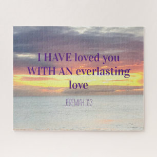 Inspirational quotes Bible Verse Christian Sunset Jigsaw Puzzle