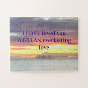 Inspirational quotes Bible Verse Christian Sunset  Jigsaw Puzzle