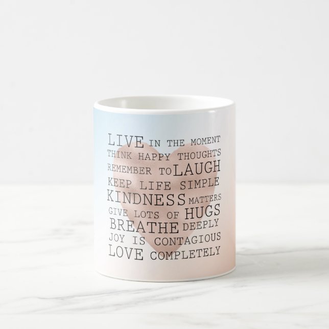 Inspirational Quotes Blue Brown Blush Heart     Coffee Mug (Center)