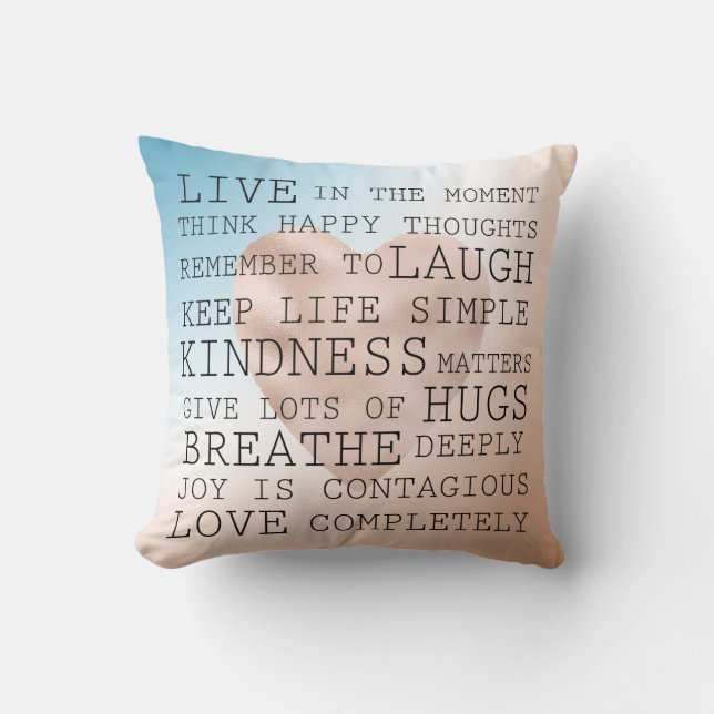 Inspirational Quotes Blue Brown Blush Heart  Cushion (Front)