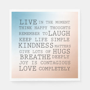 Inspirational Quotes Blue Brown Ombre Napkin