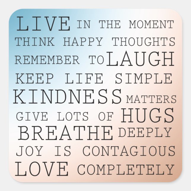  Inspirational Quotes Blue Brown Ombre        Square Sticker (Front)