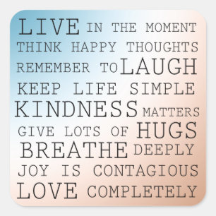 Inspirational Quotes Blue Brown Ombre Square Sticker