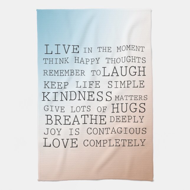  Inspirational Quotes Blue Brown Ombre        Tea Towel (Vertical)