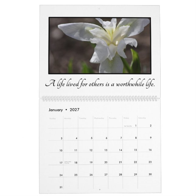 Inspirational Quotes for Volunteers Customisable Calendar (Jan 2027)