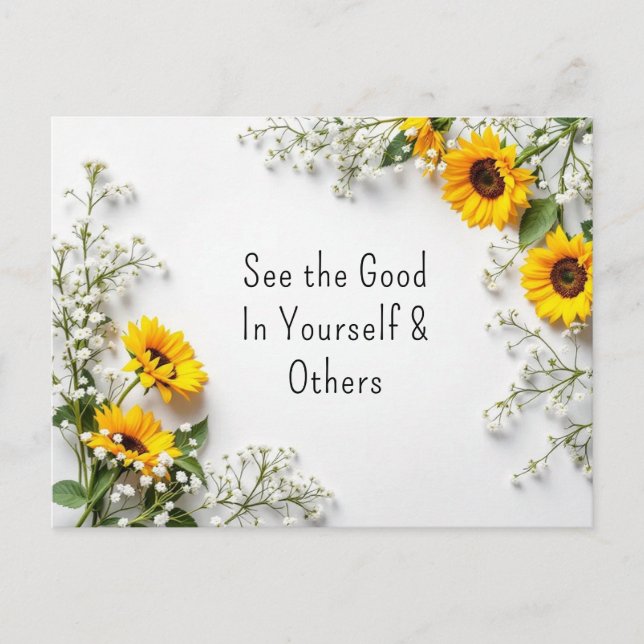 Inspirational Quotes Goodness Yellow Flowers   Postcard (Front)