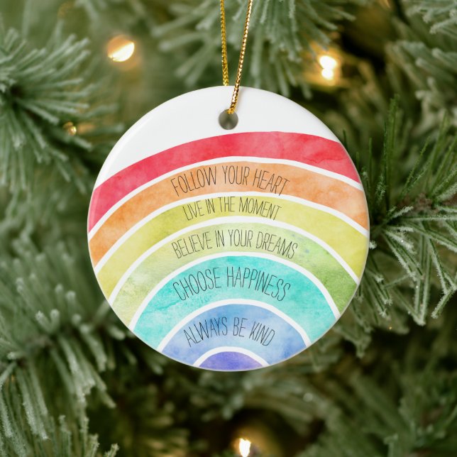 Inspirational Quotes Rainbow personalised  Ceramic Tree Decoration (Tree)
