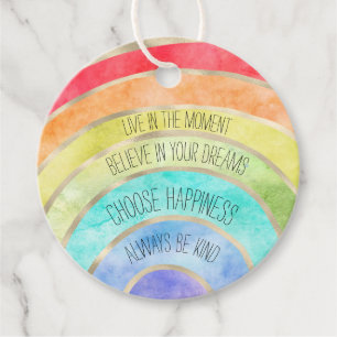 Inspirational Quotes Rainbow personalised Favour Tags