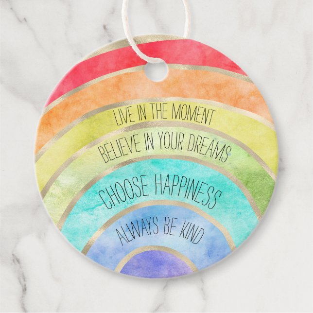 Inspirational Quotes Rainbow personalised Favour Tags (Front)