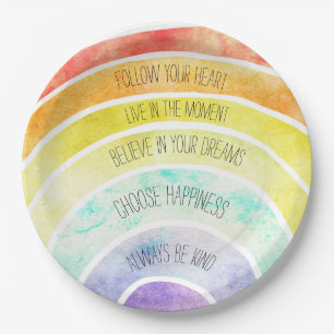 Inspirational Quotes Rainbow personalised Paper Plate