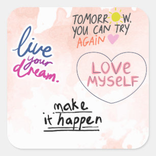 inspirational quotes square sticker