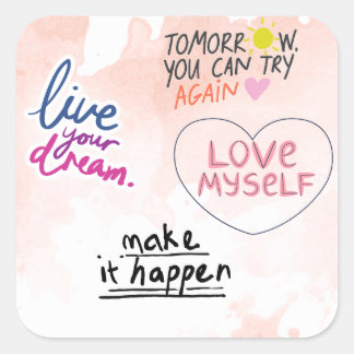 inspirational quotes square sticker
