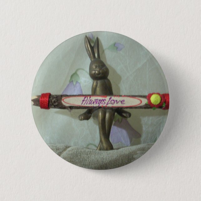 Inspirational Rabbit: Always Love Sign Art Print  6 Cm Round Badge (Front)