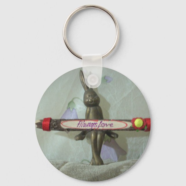 Inspirational Rabbit: Always Love Sign Art Print  Key Ring (Front)