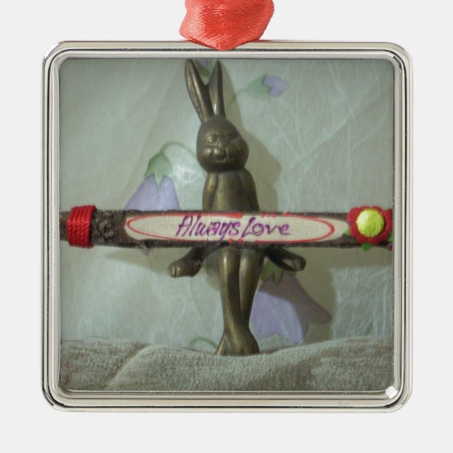 Inspirational Rabbit: Always Love Sign Art Print  Metal Tree Decoration (Front)