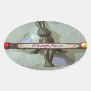 Inspirational Rabbit: Always Love Sign Art Print  Oval Sticker