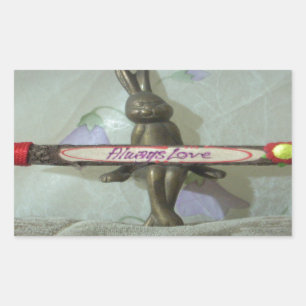 Inspirational Rabbit: Always Love Sign Art Print Rectangular Sticker