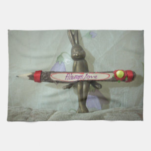 Inspirational Rabbit: Always Love Sign Art Print  Tea Towel