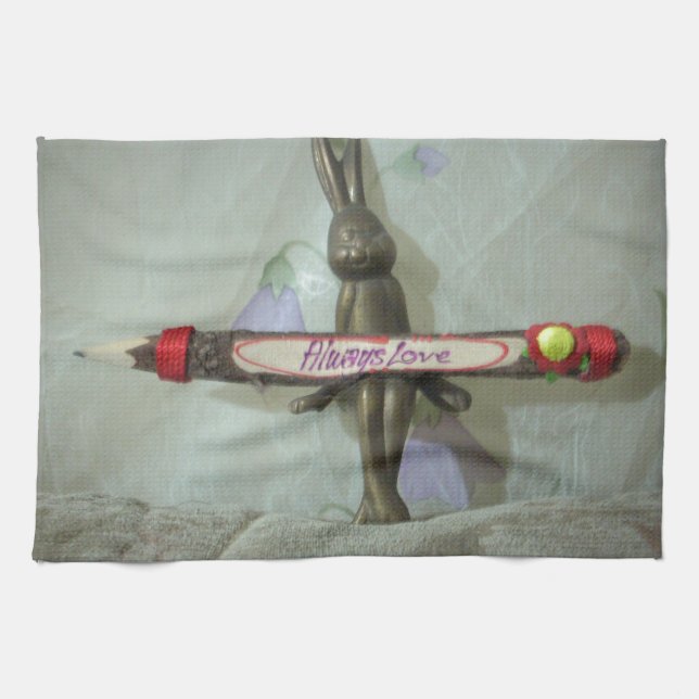 Inspirational Rabbit: Always Love Sign Art Print  Tea Towel (Horizontal)