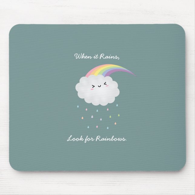 Inspirational Rainbow Quote Encouraging Saying Mouse Mat (Front)