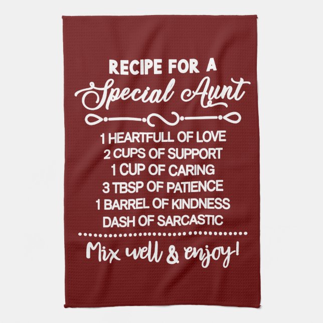 Inspirational  Recipe For A Special Aunt Tea Towel (Vertical)