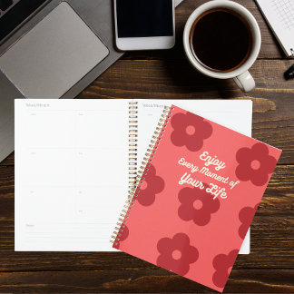 Inspirational Red Retro Flower Planner