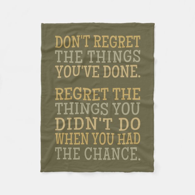 Inspirational REGRETS fleece blanket (Front)