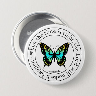 Inspirational Religious butterfly word art  7.5 Cm Round Badge