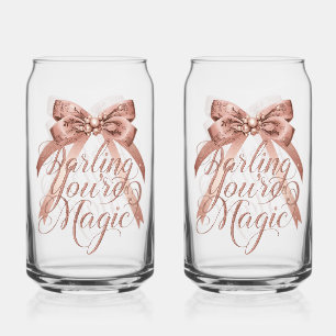 Inspirational Rose Gold Script with Bow Can Glass