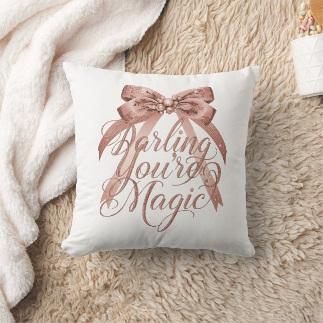 Inspirational Rose Gold Script with Bow Cushion (Blanket)