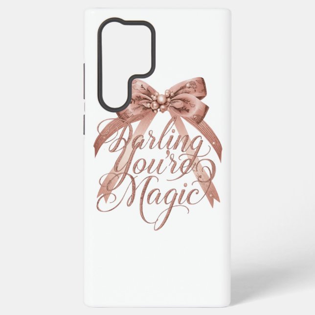 Inspirational Rose Gold Script with Bow Samsung Galaxy S22 Ultra Case (Back)