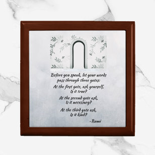 Inspirational Rumi Quote Keepsake Jewellery Box