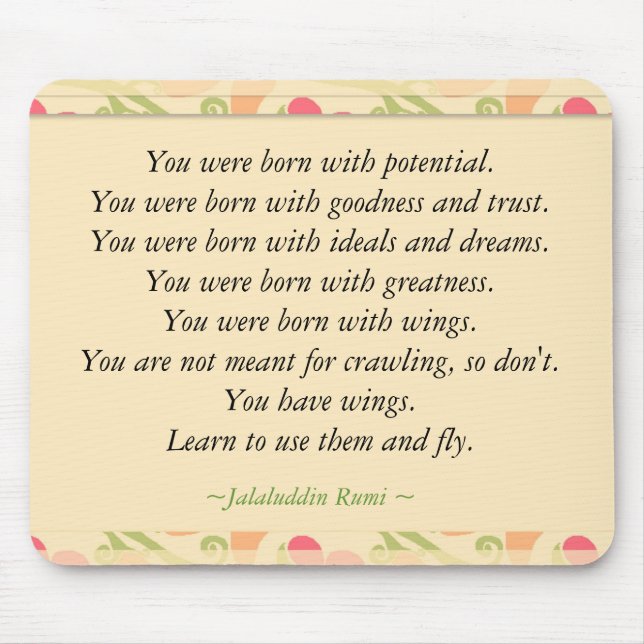 Inspirational Rumi Quote Mouse Mat (Front)