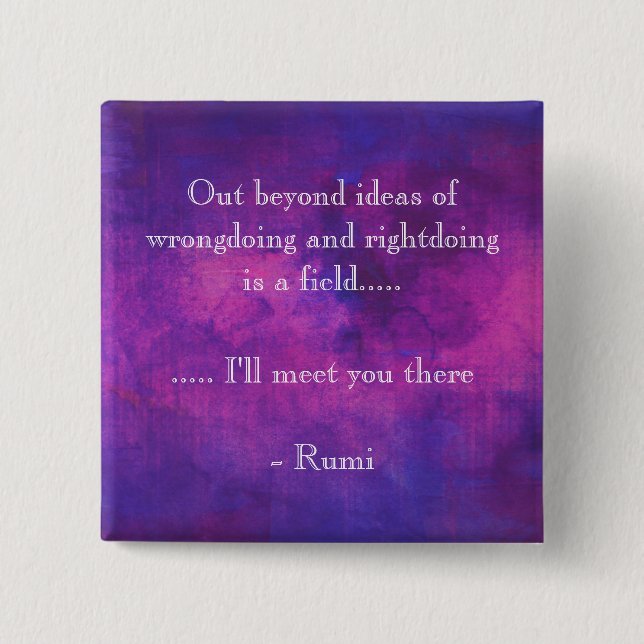 Inspirational Rumi Quote on Purple Abstract 15 Cm Square Badge (Front)