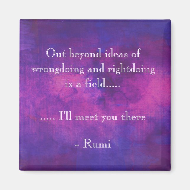 Inspirational Rumi Quote on Purple Abstract Magnet (Front)