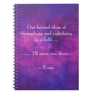 Inspirational Rumi Quote on Purple Abstract Notebook