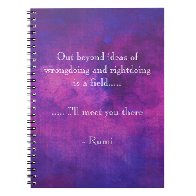 Inspirational Rumi Quote on Purple Abstract Notebook (Front)