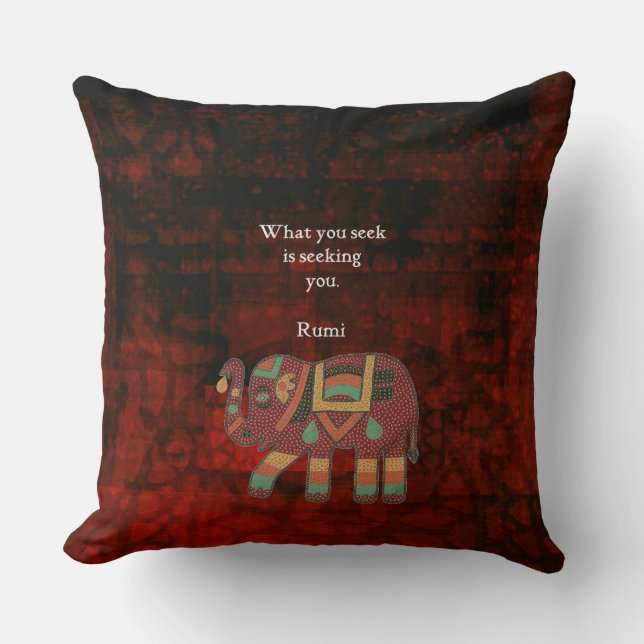 Inspirational Rumi What You Seek Quote Cushion (Front)