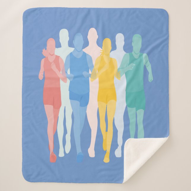 Inspirational Running Runners Marathon Run Sherpa Blanket (Front)
