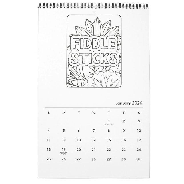 Inspirational Sayings Colouring Book Calendar (Jan 2026)