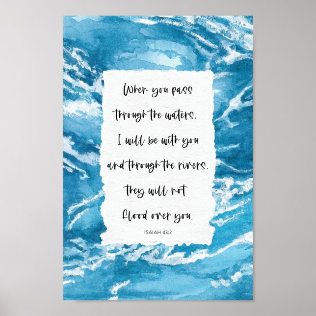 Inspirational Scripture Bible Quote Ocean Waves Poster (Front)