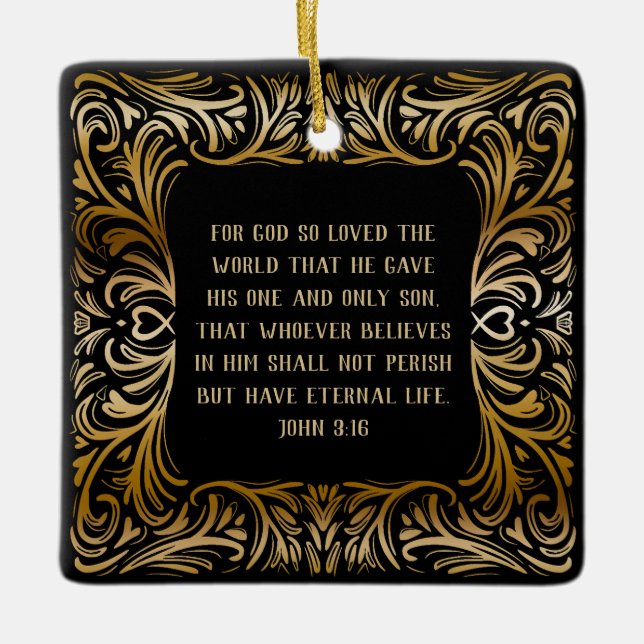 Inspirational Scripture John 3:16 Christmas Gift  Ceramic Ornament (Front)