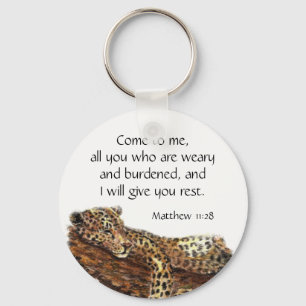 Inspirational Scripture Matthew 11:28 Key Ring