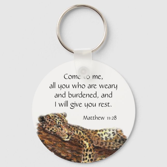 Inspirational Scripture Matthew 11:28 Key Ring (Front)