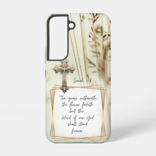 Inspirational Scripture Nature Grass Beige Cross Samsung Galaxy Case