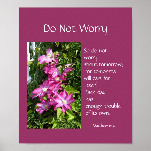 Inspirational , Scripture Quote , Do Not Worry Poster (Front)