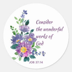 Inspirational Scripture Quote Pretty Garden Flower Classic Round Sticker
