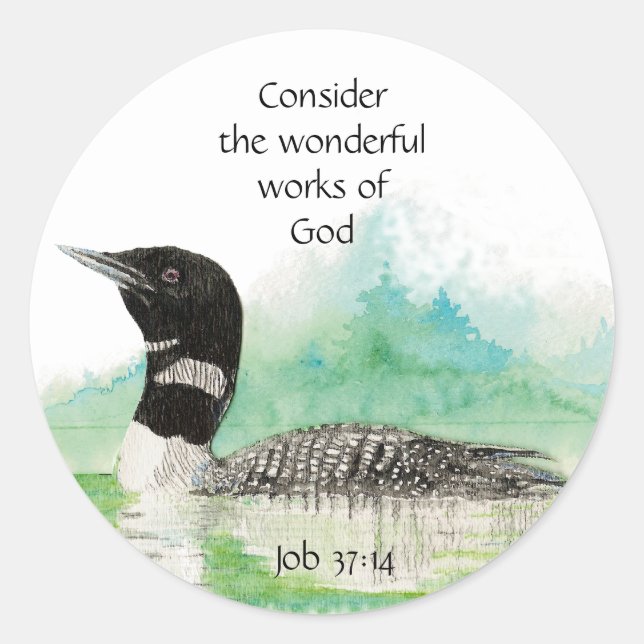 Inspirational Scripture Quote Watercolor Bird Art Classic Round Sticker (Front)