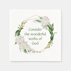 Inspirational Scripture Quote White Roses Flower Napkin