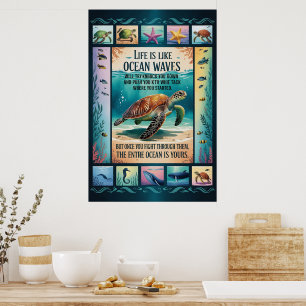 Inspirational Sea Turtle Ocean Poster “Life Is Lik